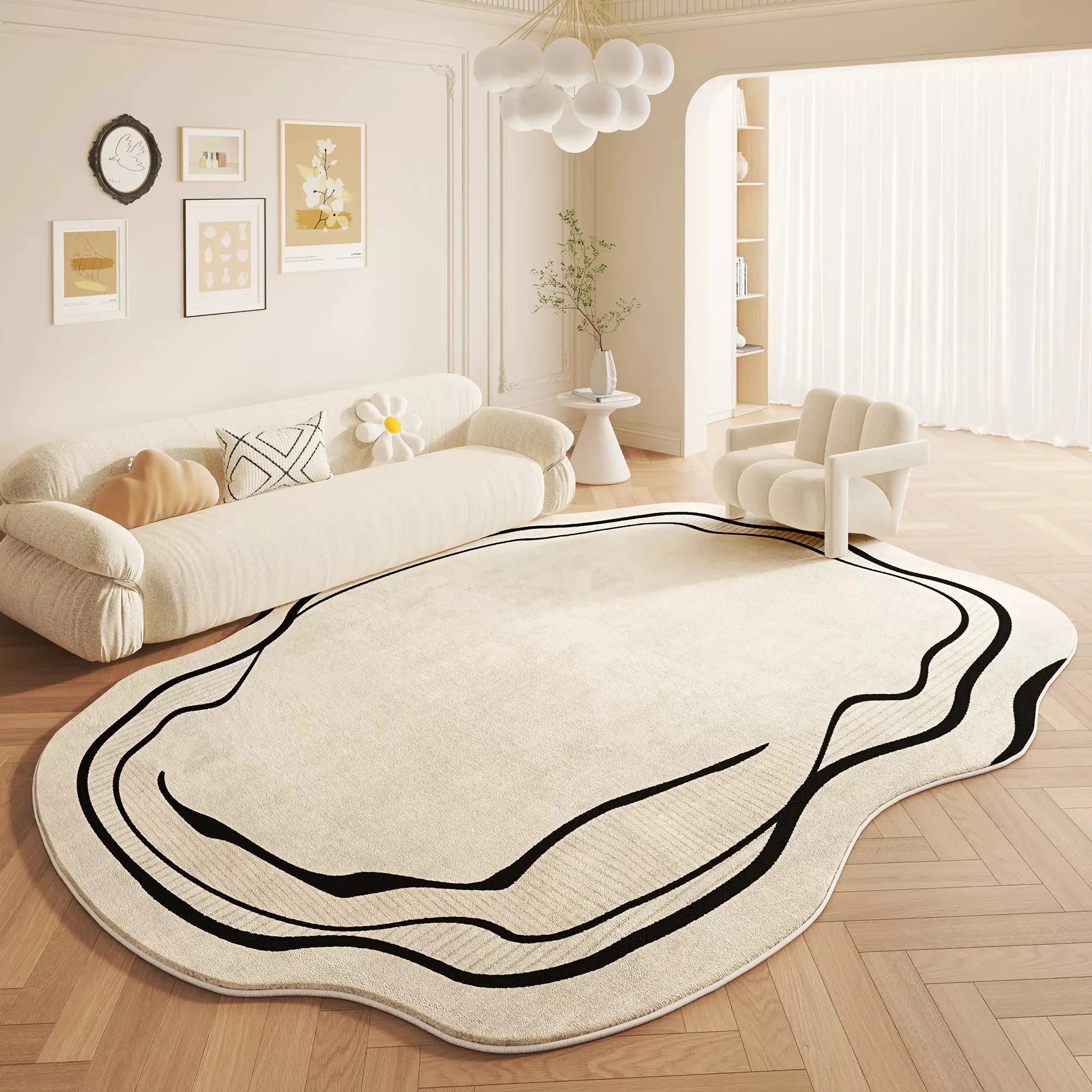 VIMAKA Cream Luxury Imitation Cashmere Rug – Soft, Stylish & Dirt-Resistant