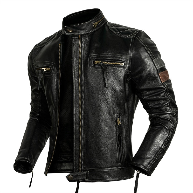 Natural Leather Biker Jacket for Men