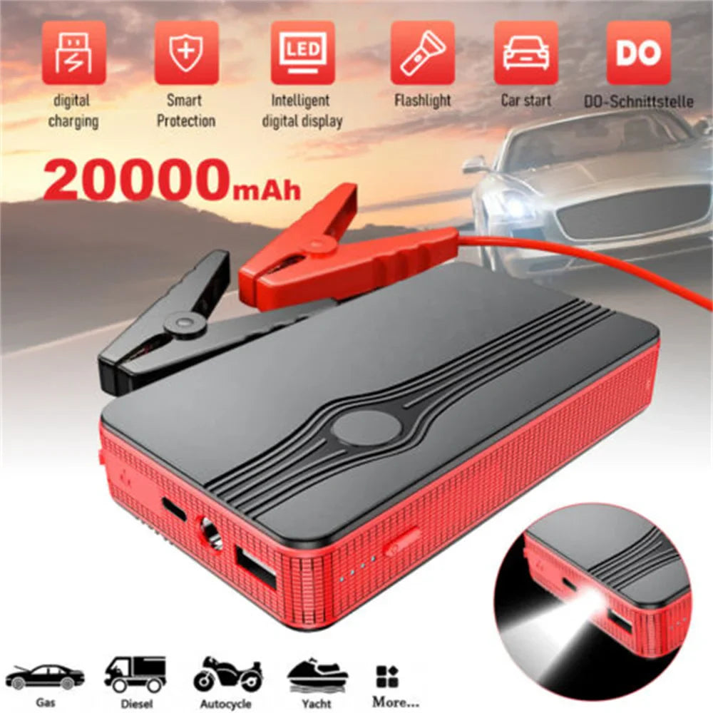 Car Jump Starter & Tire Inflator - 20000mAh Power Bank, Air Pump & Emergency Kit