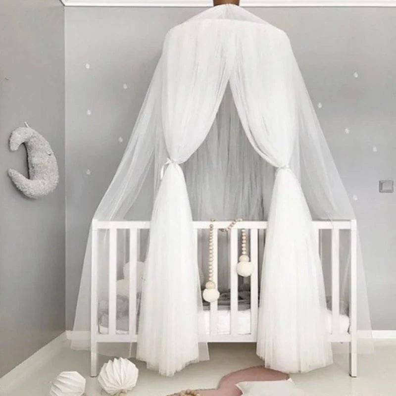 Baldacchino per letto in tulle per bambini con decorazione a stella: bianco, beige, rosa, grigio, blu e viola