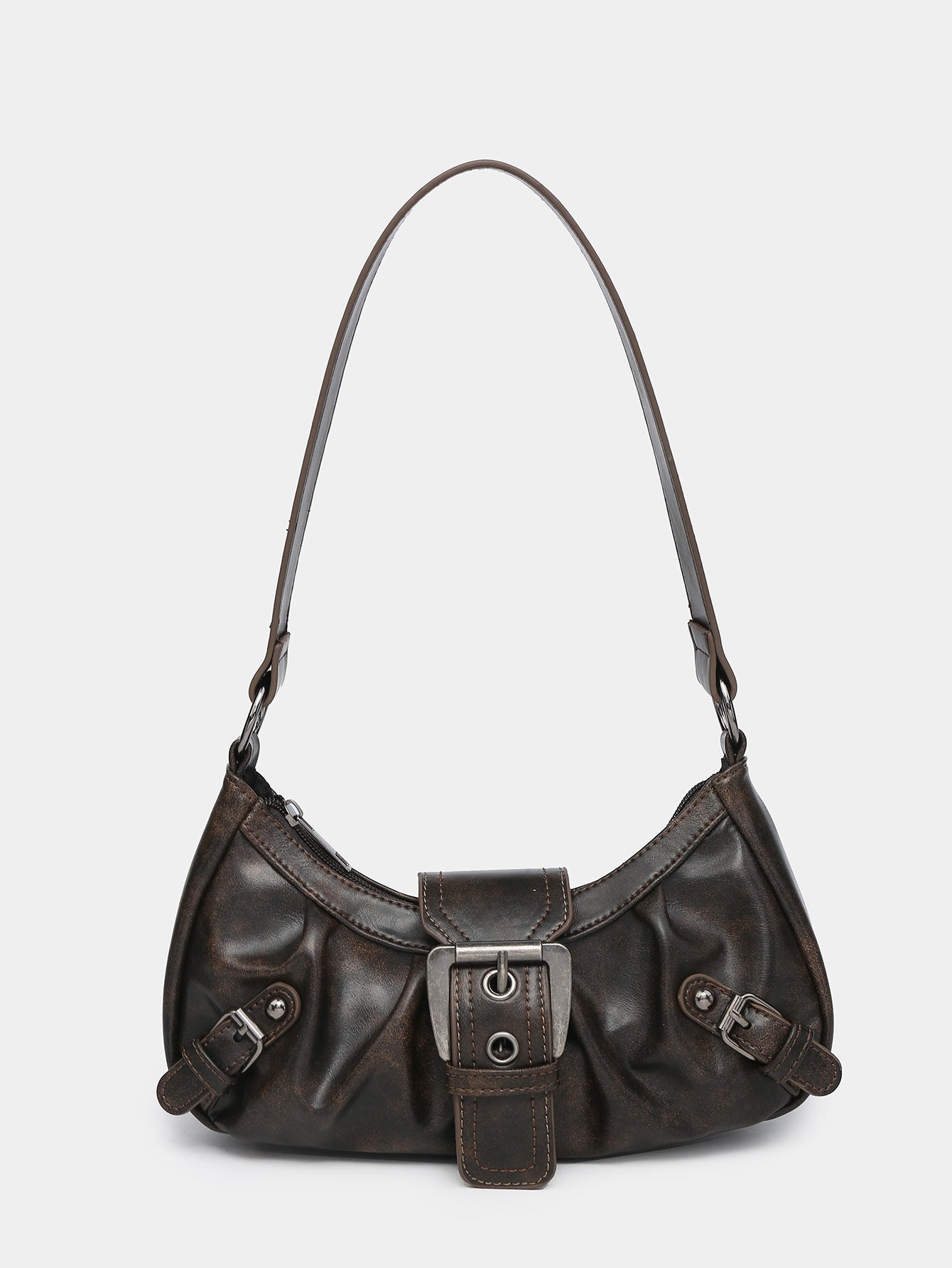 Borsa Hobo in Finta Pelle Distressed con Fibbia Cora