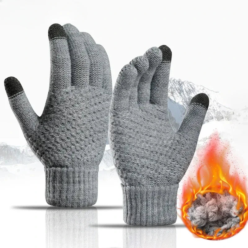 Guantes cálidos de invierno para pantalla táctil | Manoplas de punto elástico para ciclismo y conducción al aire libre