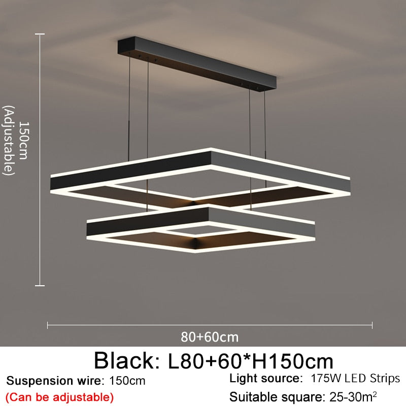 YLK Kare - Moderne led lysekrone for stue luksus kvadratisk design