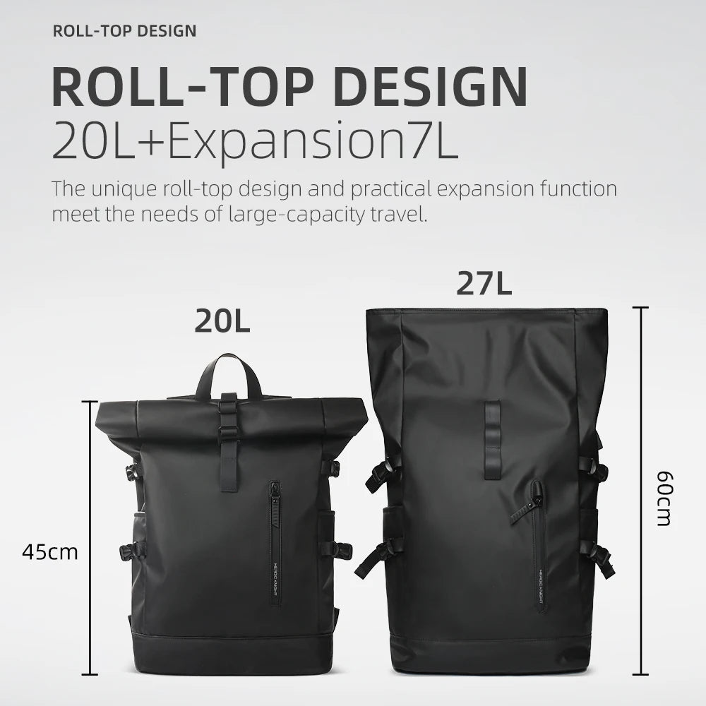 Sac à dos de voyage extensible – Sac étanche pour ordinateur portable de grande capacité avec port USB pour la randonnée, le cyclisme et une utilisation quotidienne