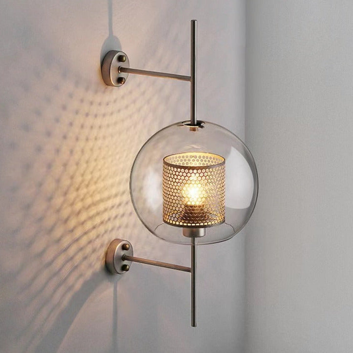 Moderne honeycomb messing & glas væglampe