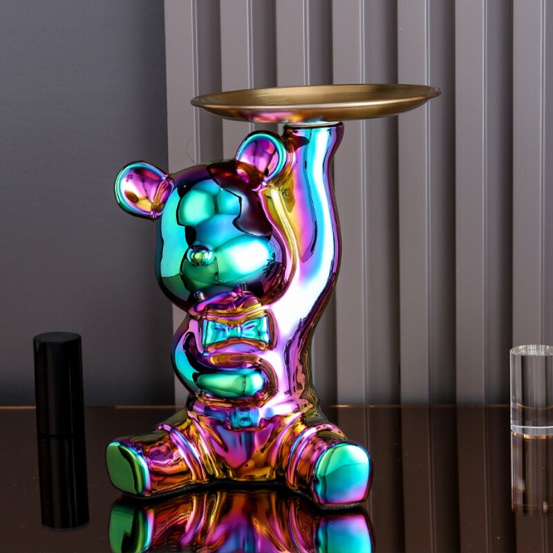 Multi Function Electroplating Bear Doll Shelf Piggy Bank