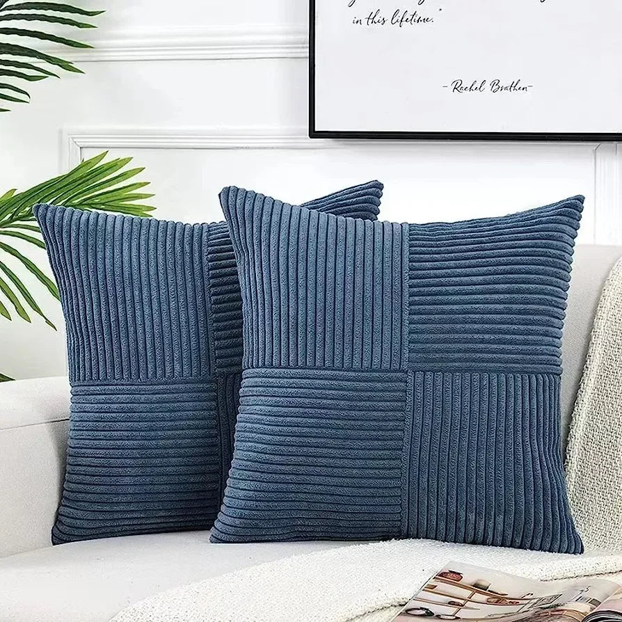 StripeCozy - Housse de coussin en velours côtelé doux pour la décoration intérieure