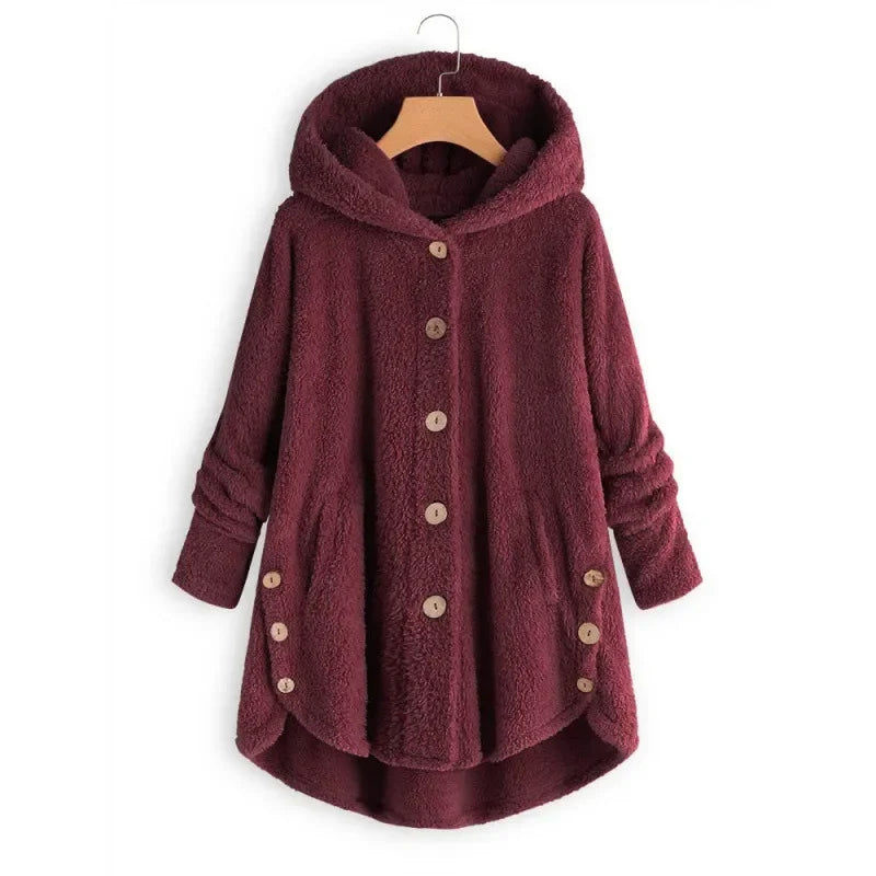 Martha Cozy Autumn Winter Plush Hooded Teddy Coat