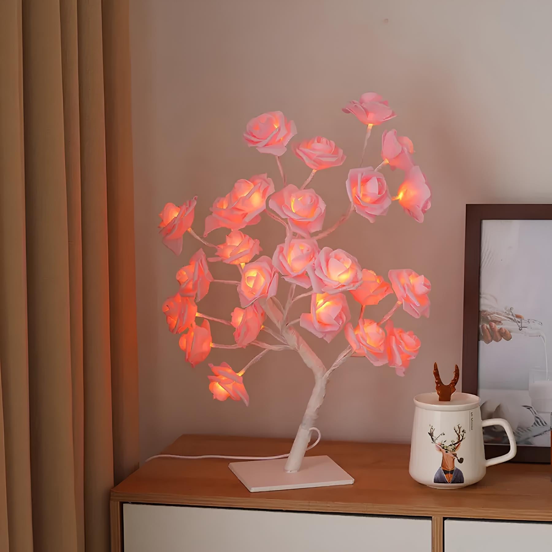 24 LED Rose Tree Lamp  Flower Light Night, USB Powered