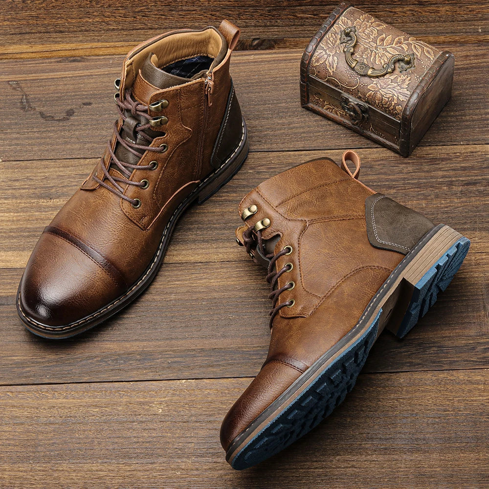 Botas de piel para hombre - Con cordones