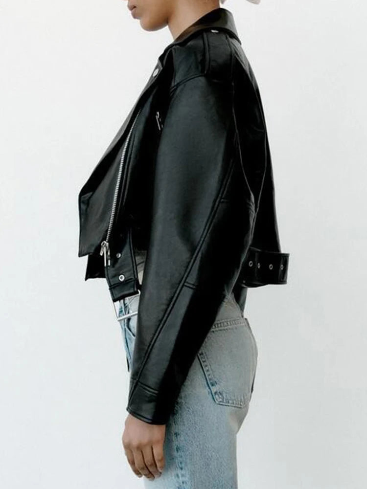 Alexa: Women PU Leather Short Jacket