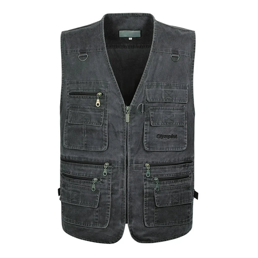 Gilet cargo sans manches en coton | Gilet 16 poches