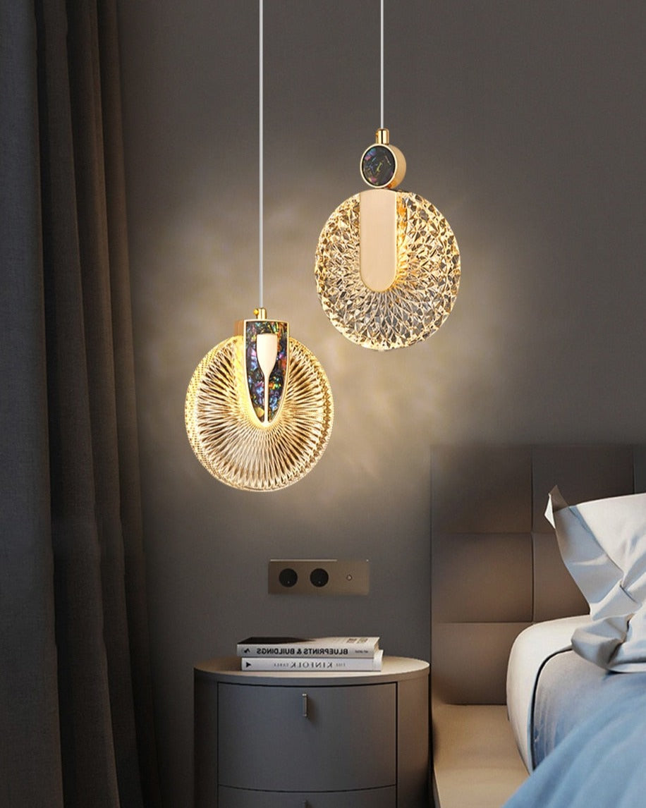 DUN Luxe gouden led-hanglamp ronde kristallen hanglamp