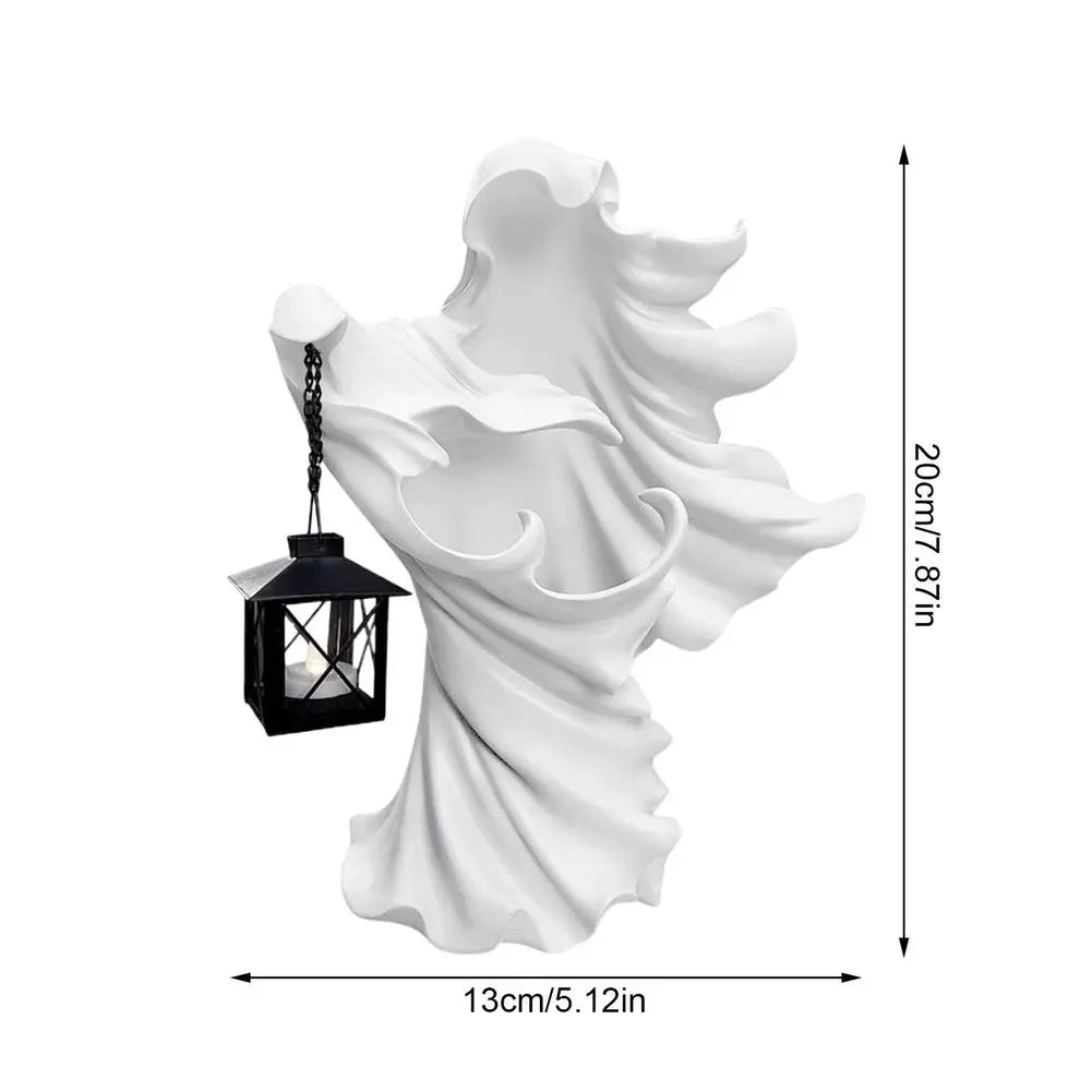 Figurine en résine de sorcière lanterne