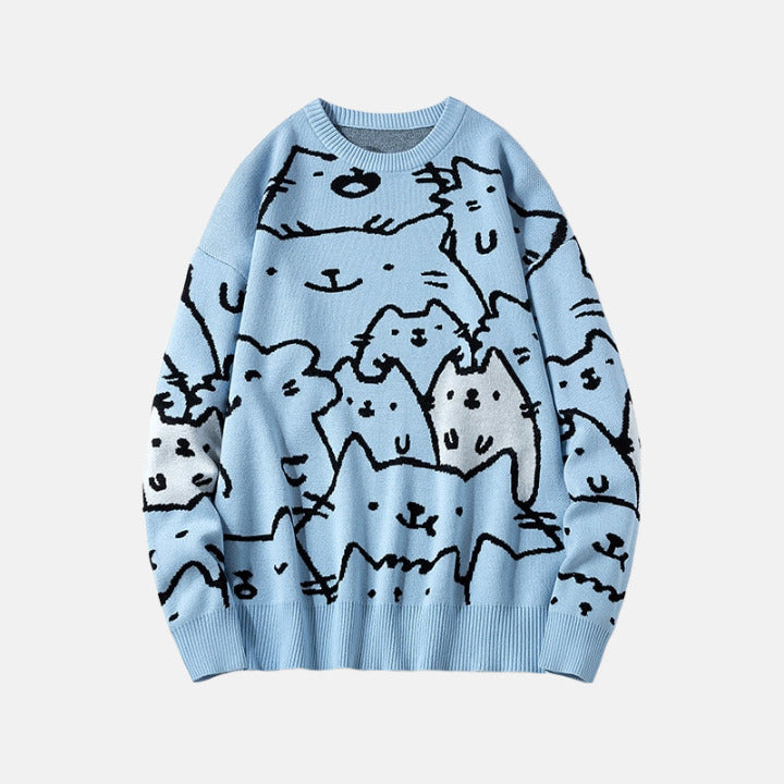 Pull rétro avec chat