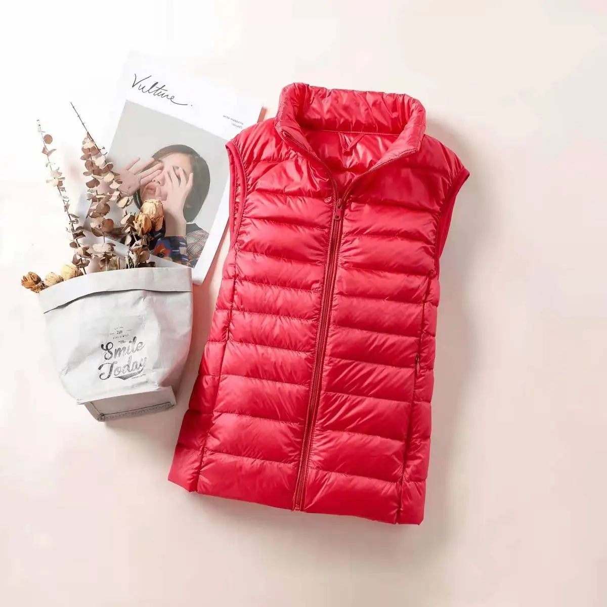 Claire : Gilet en duvet pour femme – Veste fine sans manches, gilet coupe-vent portable