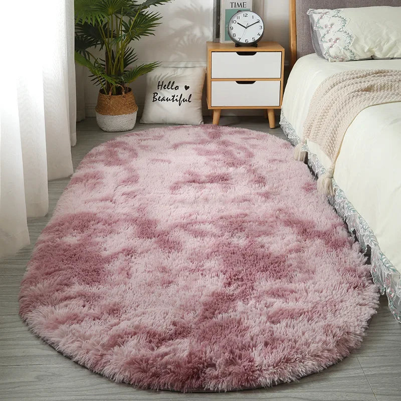 Sara Fluffy Tie-Dye Anti-Slip Rug – Soft Plush Carpet for Home Décor