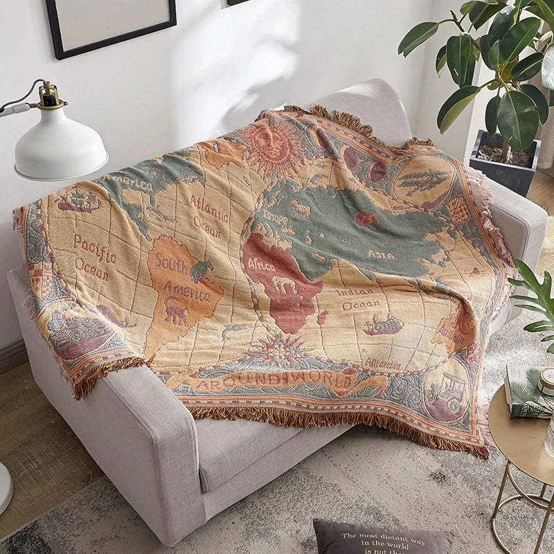 Explorer's Map Throw Blanket