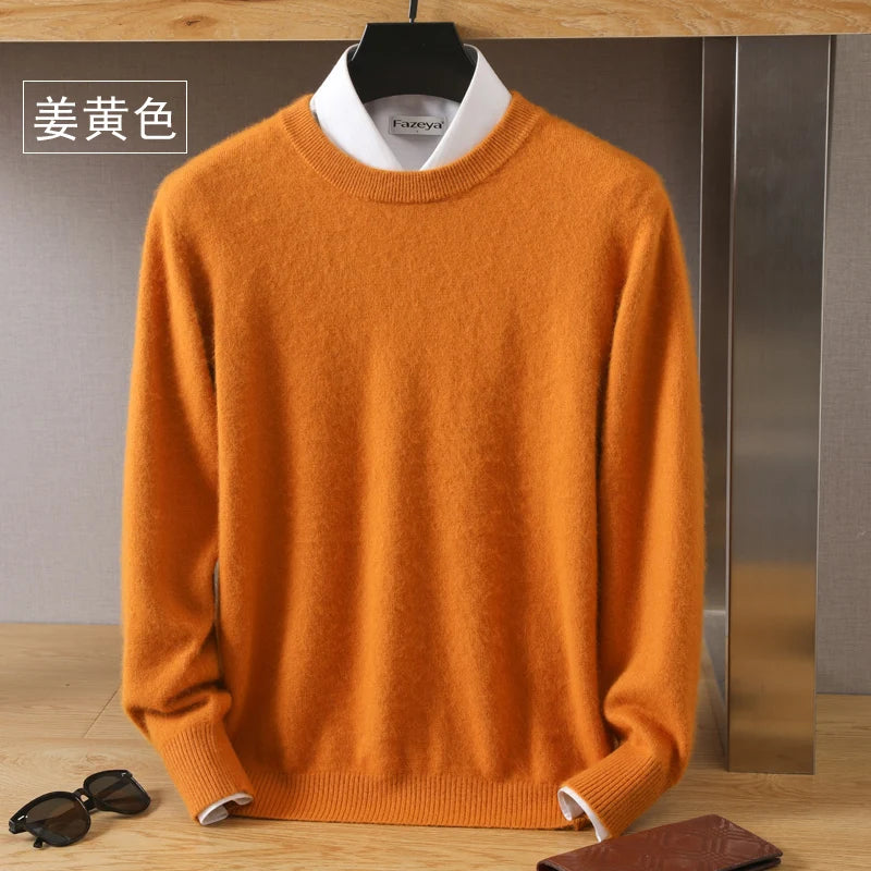 Luxus 100 % reiner Nerz | Japanischer Strick | Kaschmirpullover - Pullover mit Rundhalsausschnitt