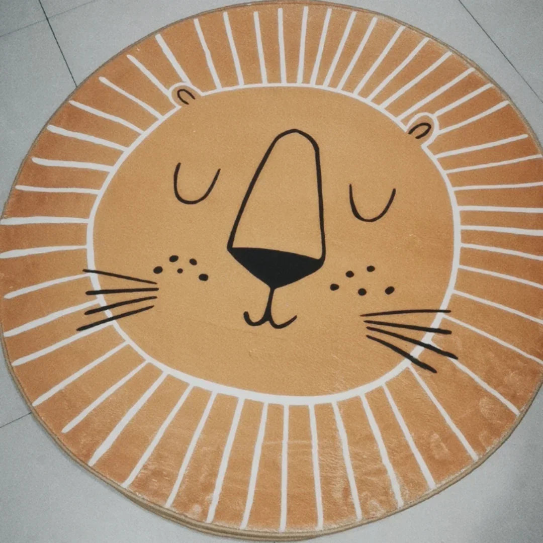 Winnie Cartoon Lion Playmat – Soft Round Kids Rug for Play & Decor