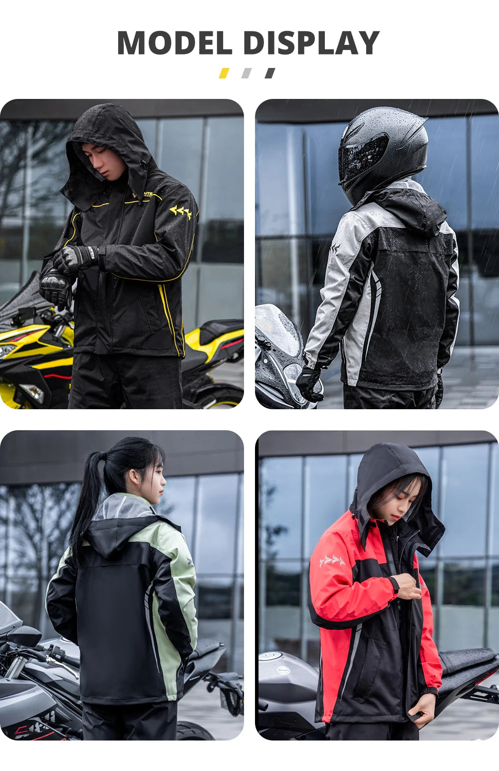 Motorcycle Raincoat Suit – Waterproof Jacket and Pants for Riders – Rainstorm Protection Breathable