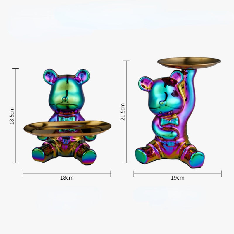 Tirelire d'étagère de poupée d'ours de galvanoplastie multifonctionnelle