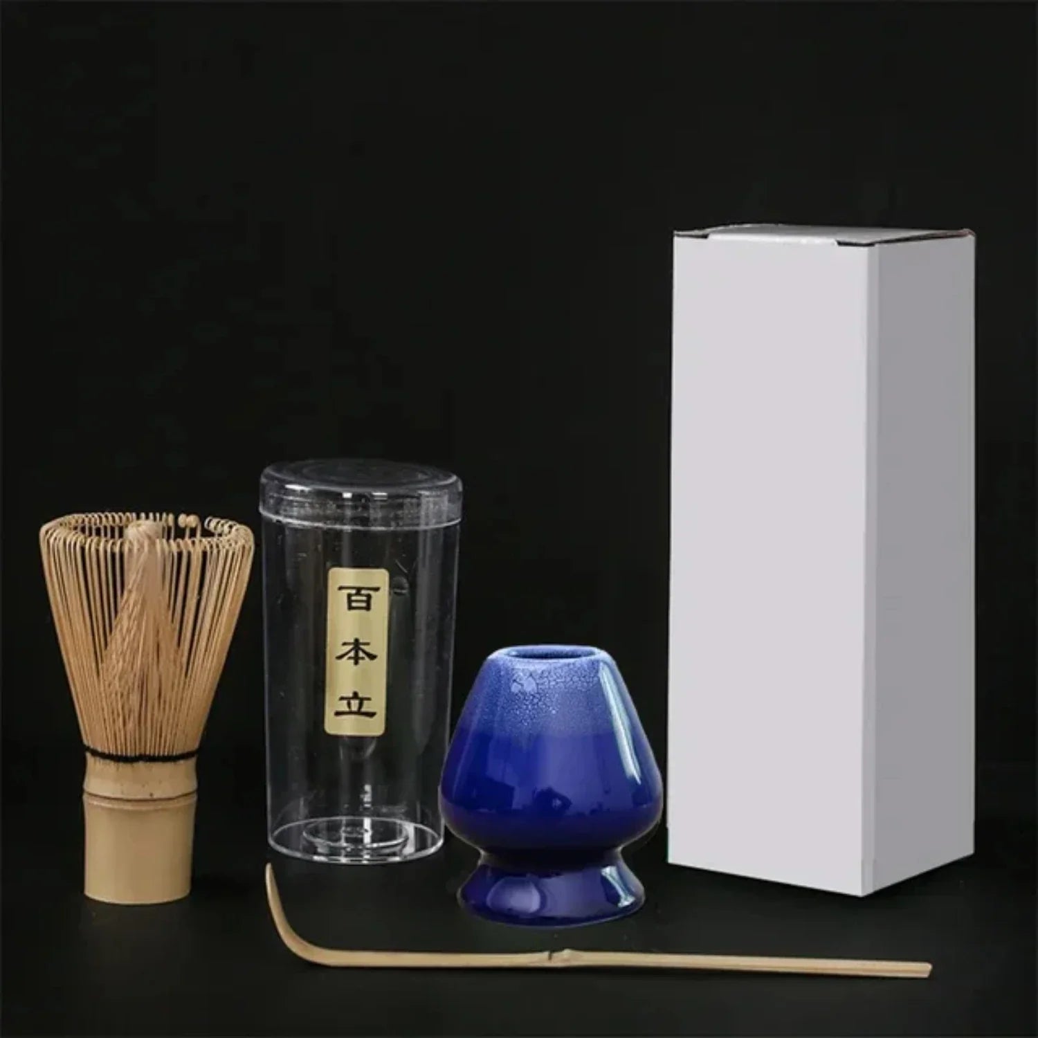 Japanese Tea Ceremony Tool Set – Elegant Matcha Whisk, Stirring Brush, and Stand with 3 Tea Spoons