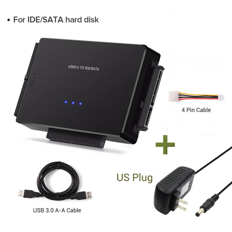 Adattatore SATA/IDE a USB 3.0 – Convertitore disco rigido per HDD SATA/IDE da 2,5/3,5 pollici, SSD, CD/DVD-ROM, supporta fino a 6 TB per PC e Mac