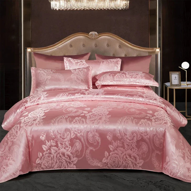 Wostar Copripiumino jacquard in rayon satinato 220x240 Set copripiumino estivo per letto matrimoniale di lusso