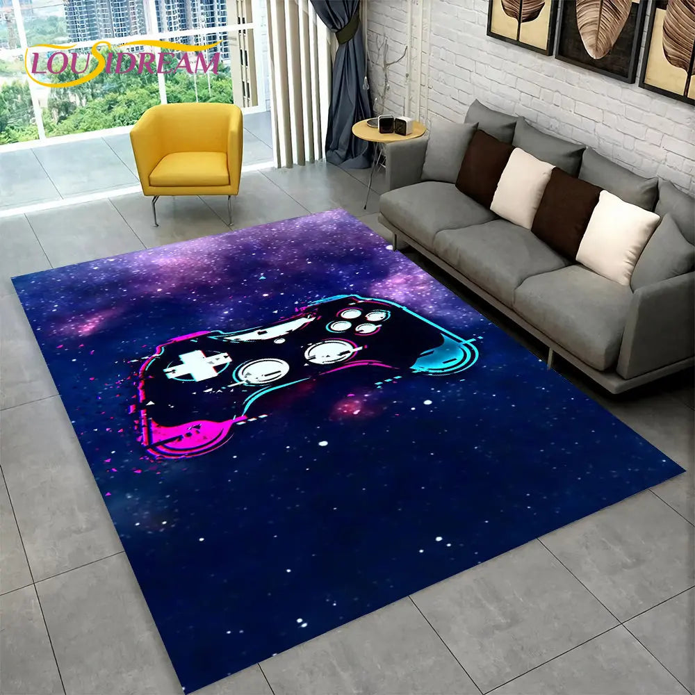 Tapis de jeu Alex 3D Gamer - Grand tapis antidérapant pour enfants et salon