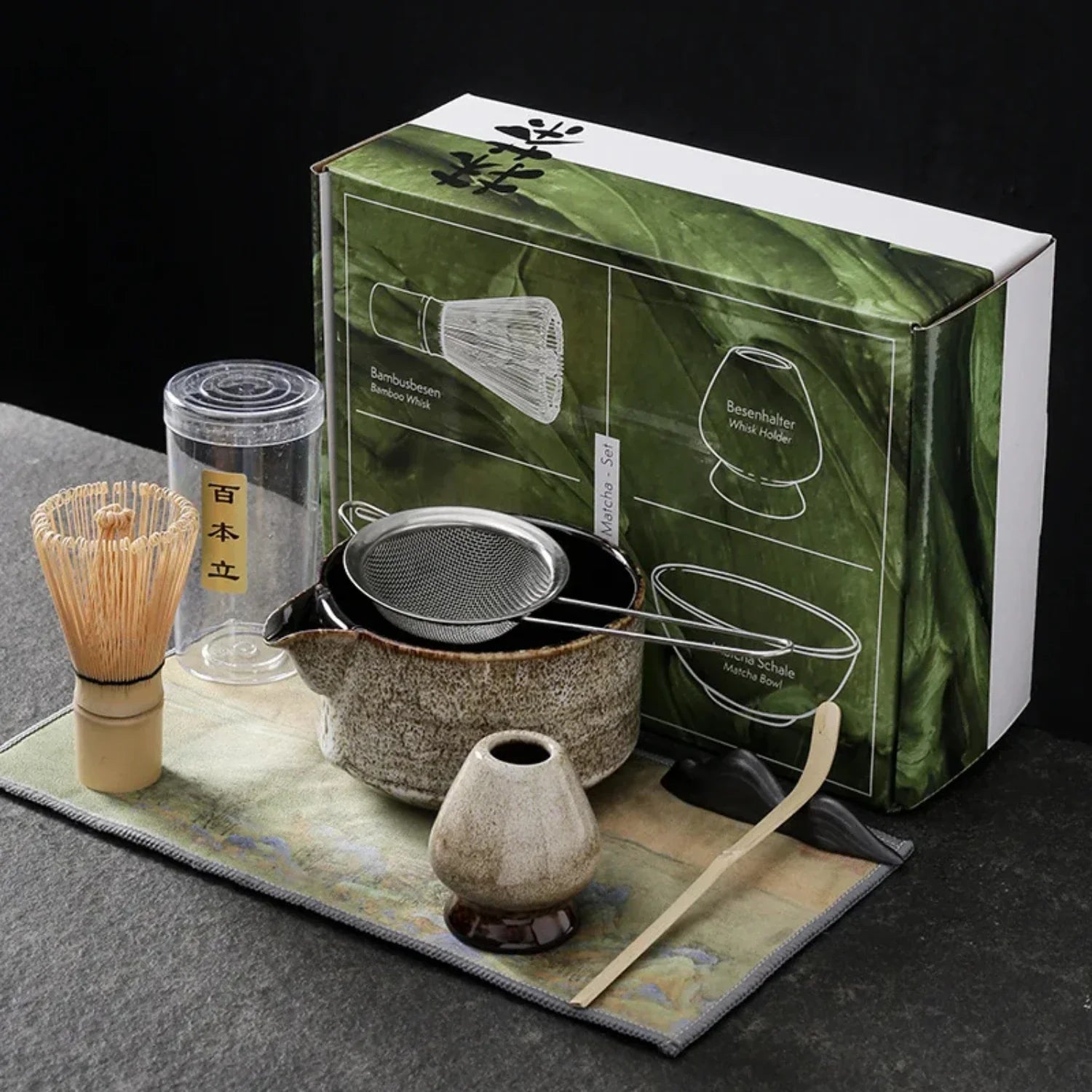 Retro Handmade Matcha Tea Set – Traditional Ceremony Bowls, Whisks, and Scoops – Perfect Gift for Tea Enthusiasts