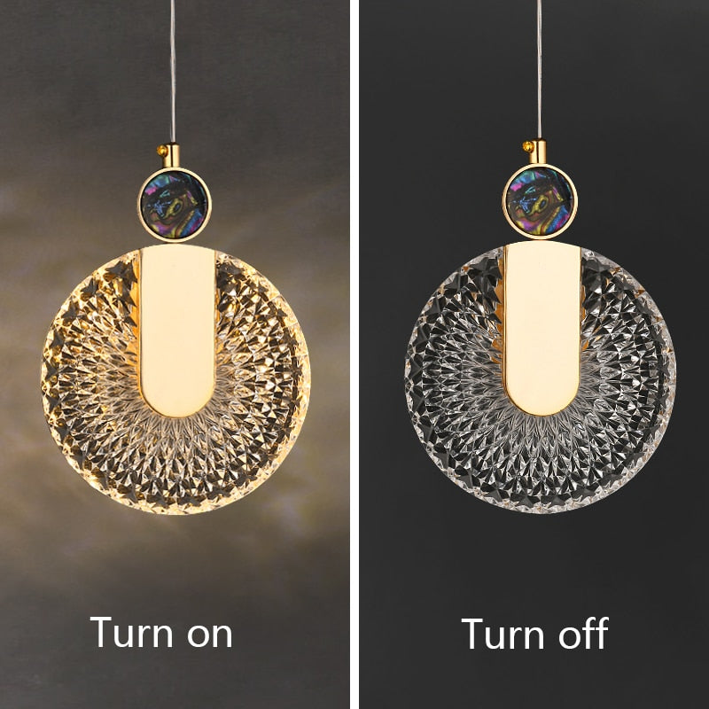 DUN Luxe gouden led-hanglamp ronde kristallen hanglamp