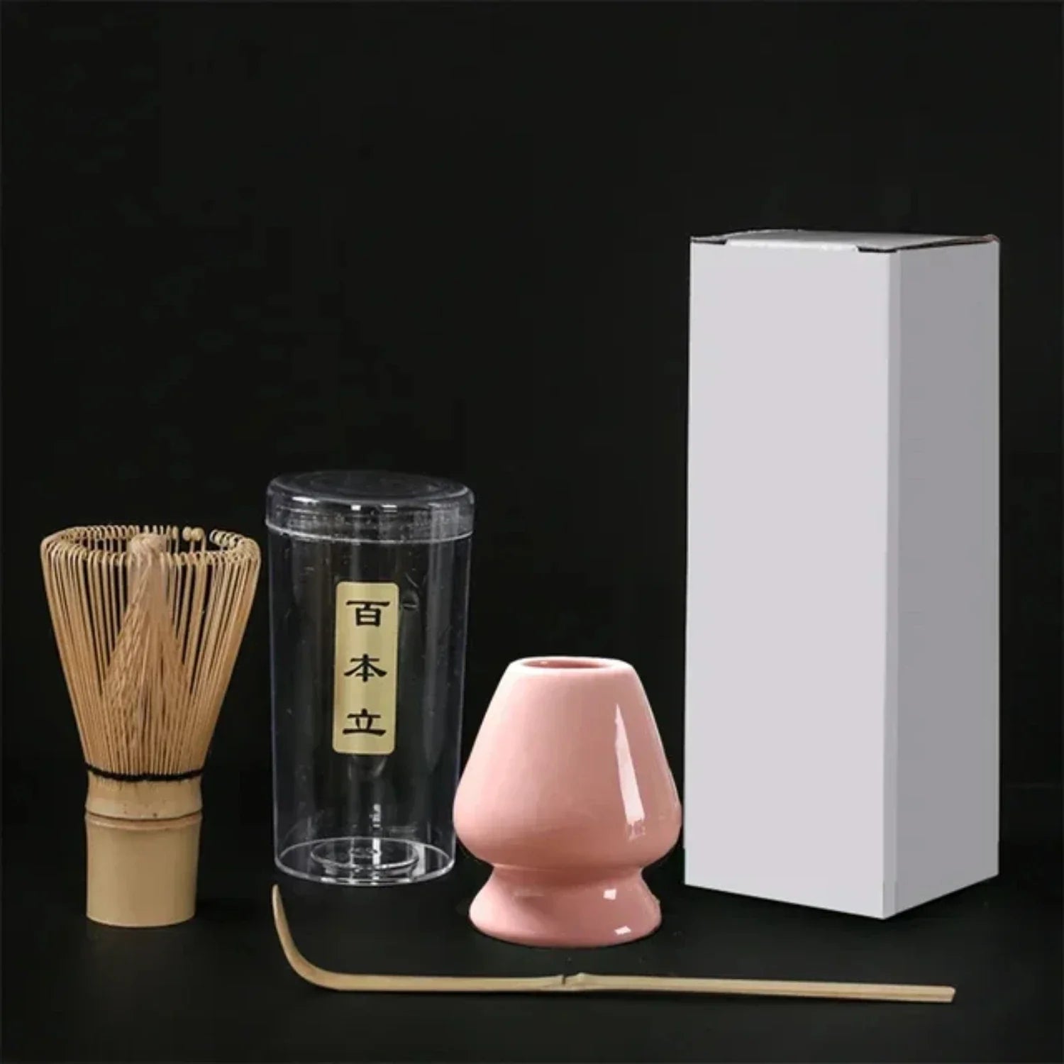 Japanese Tea Ceremony Tool Set – Elegant Matcha Whisk, Stirring Brush, and Stand with 3 Tea Spoons