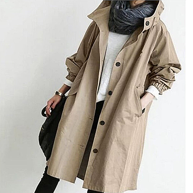 EleganCoat | Fasjonabel lang trenchcoat/jakke for kvinner skifter sesong 2024