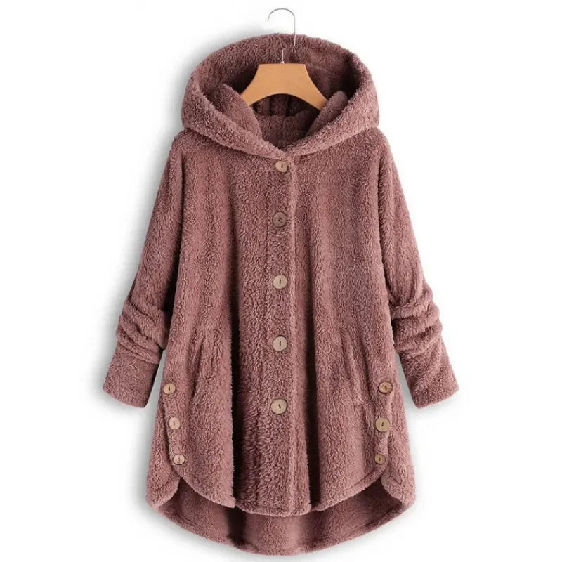 Martha Cozy Autumn Winter Plush Hooded Teddy Coat