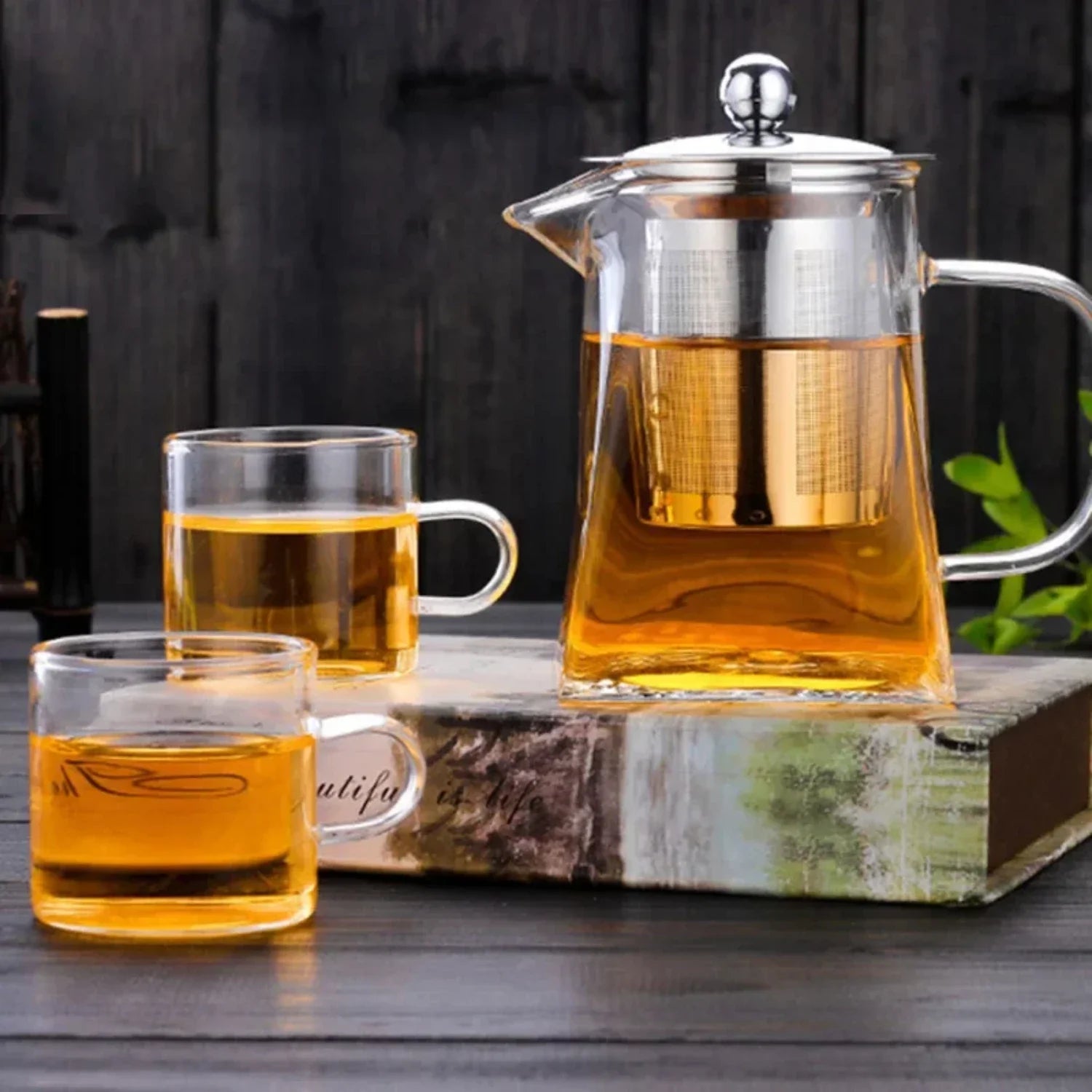 Elegant glas tekanna och vattenkokare med infuser – Perfekt bryggd teset för kök, matplats och hemmet