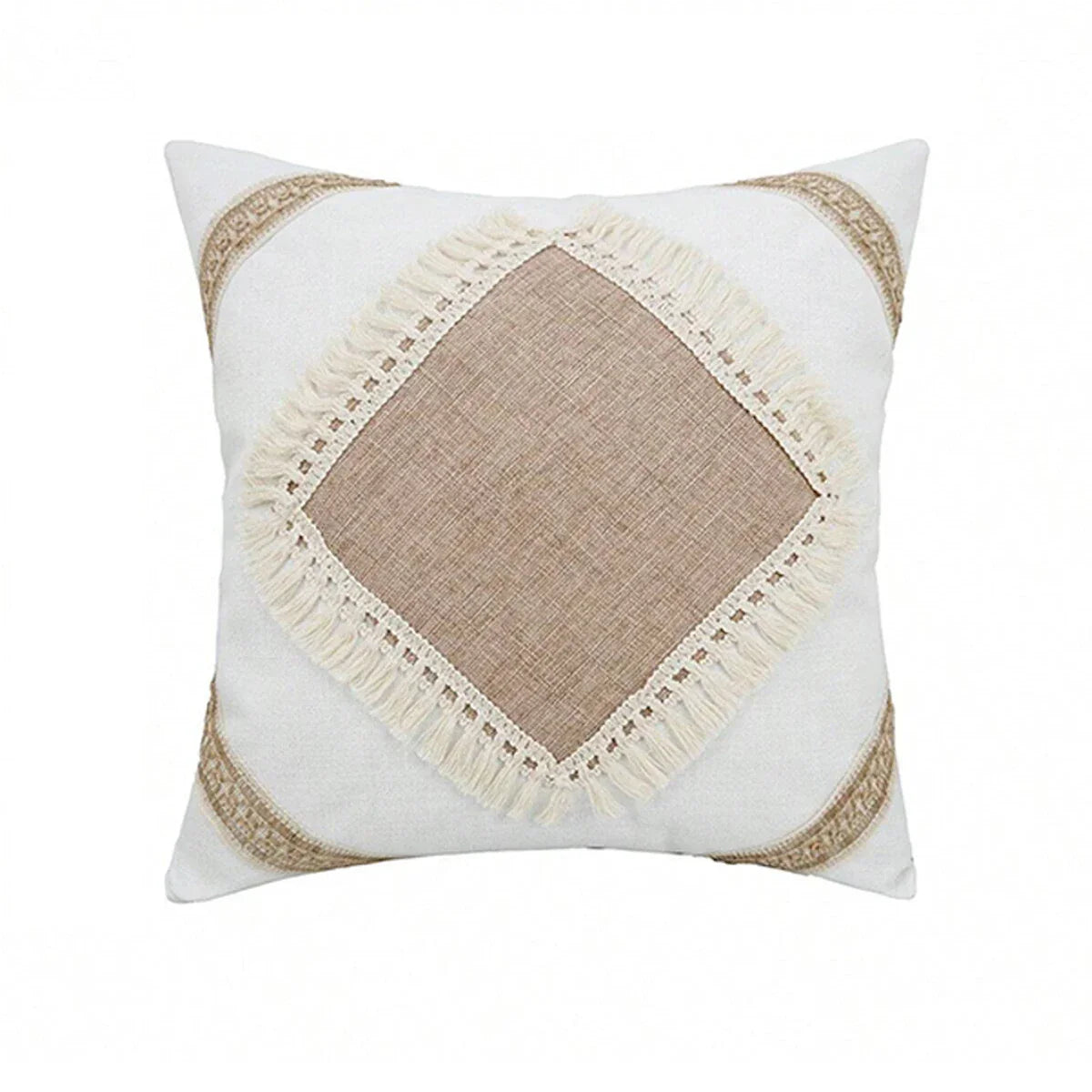 GeoBoho - Beige kussenhoes met geometrisch patroon | decoratie