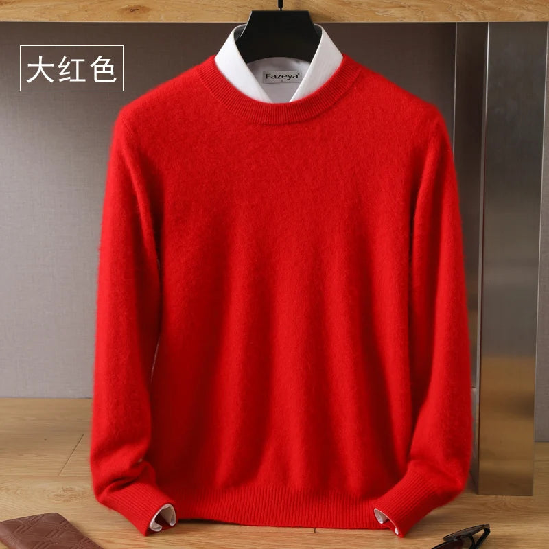 Luxus 100 % reiner Nerz | Japanischer Strick | Kaschmirpullover - Pullover mit Rundhalsausschnitt