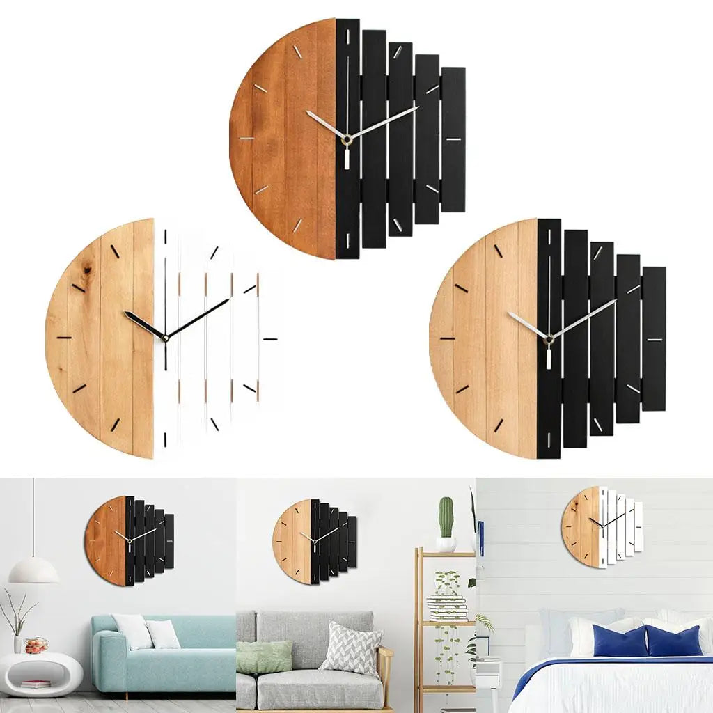 Rustic 12-Inch Wooden Wall Clock