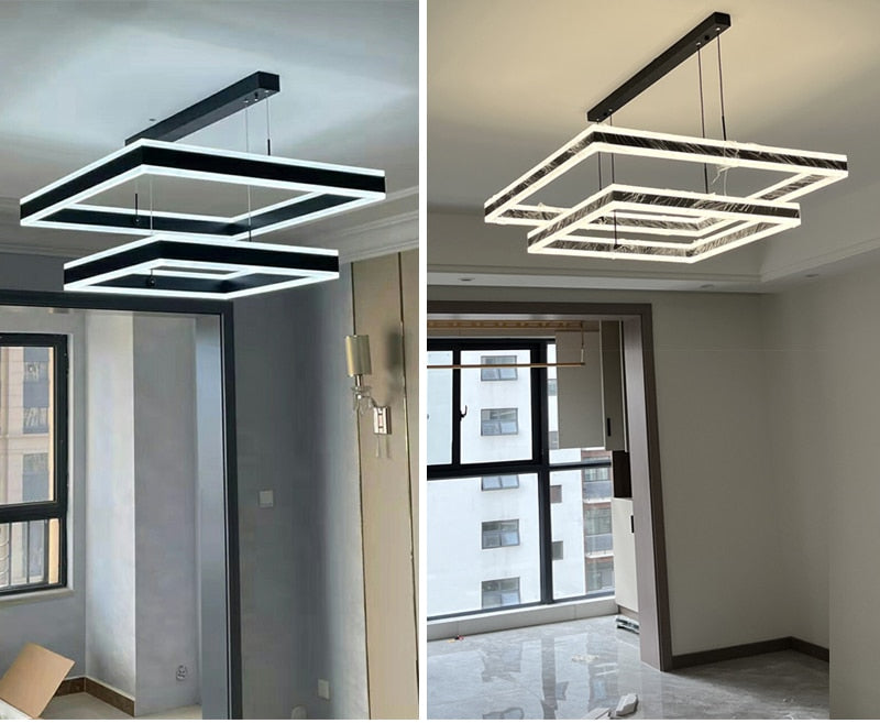 YLK Kare - Moderne led lysekrone for stue luksus kvadratisk design