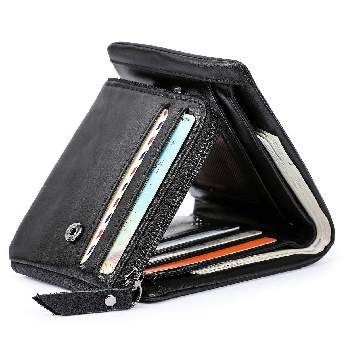 Victor Genuine Leather Trifold Men’s Wallet – Vintage Cowhide with Coin Pocket & RFID Protection