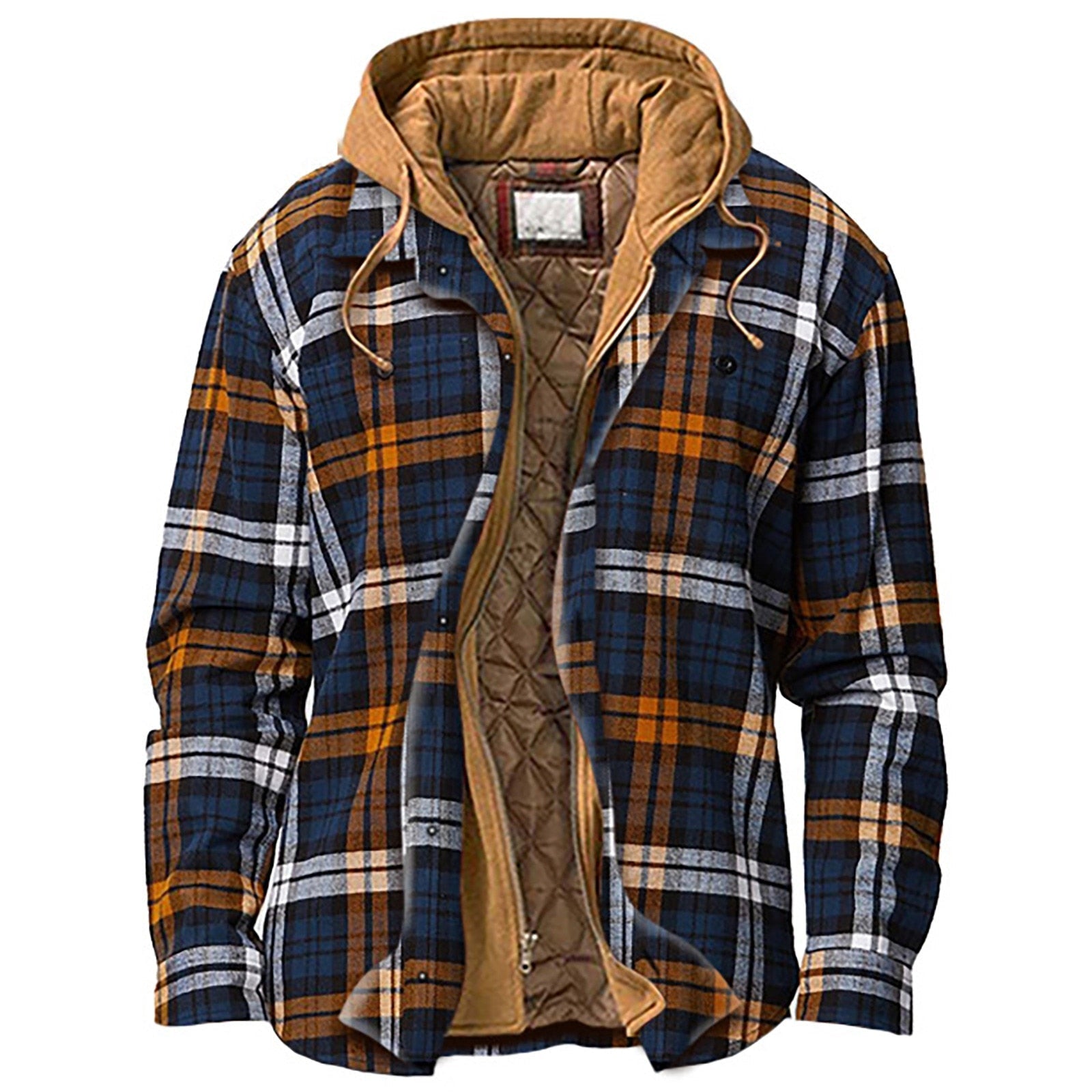 Christoph - Men's hooded jacket in check pattern: