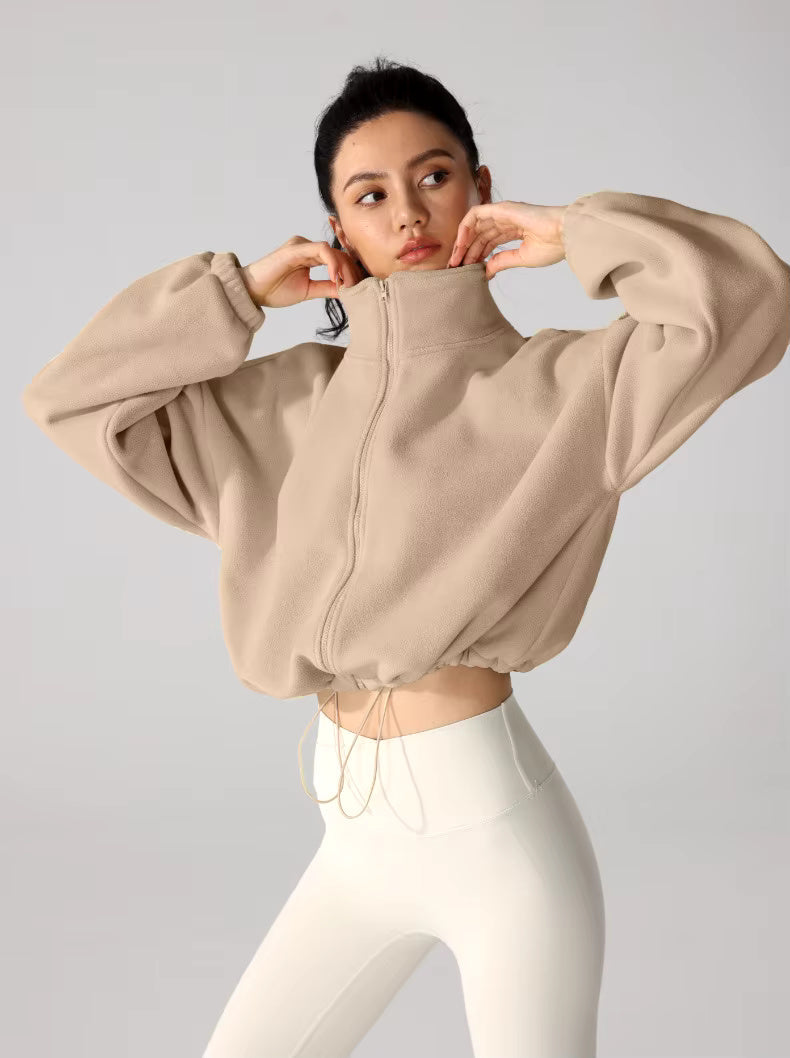 Winter-Sport Cropped Oversized Fleece-Jacke