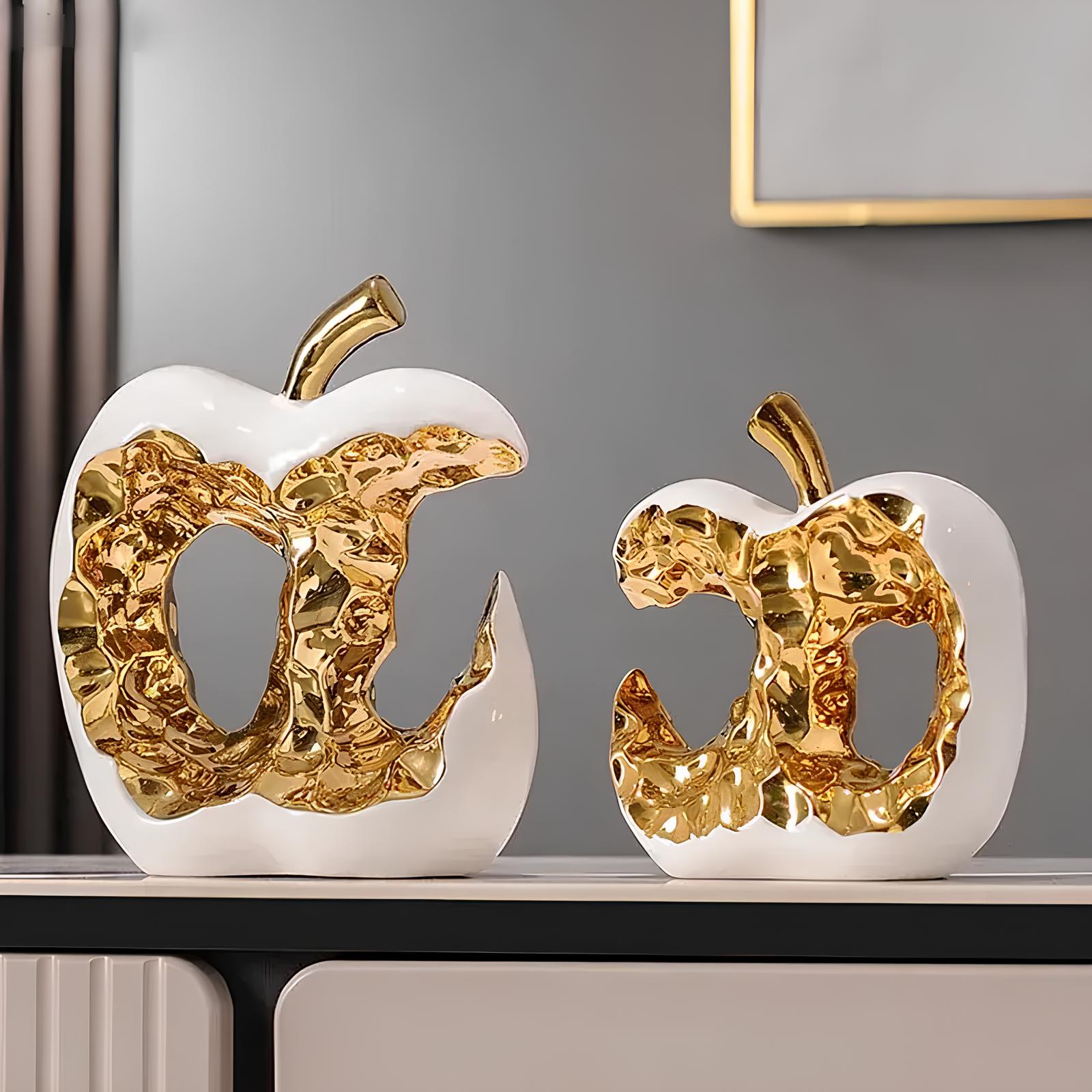 Gold-plated Hollow Apple Ceramic Sculpture Ornament