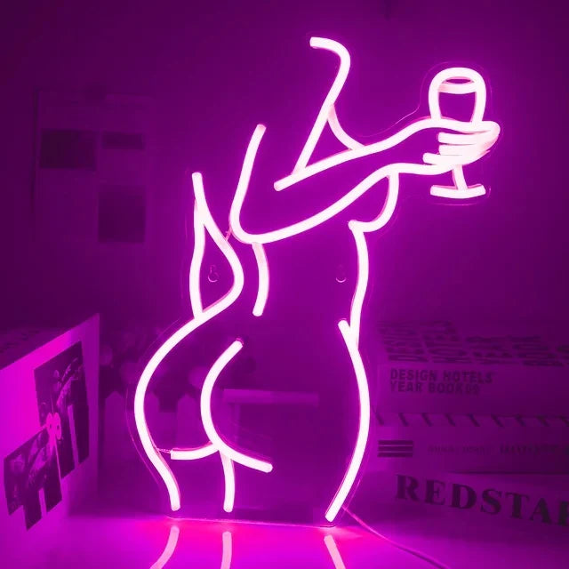 Pink Lady Wine Neonskylt