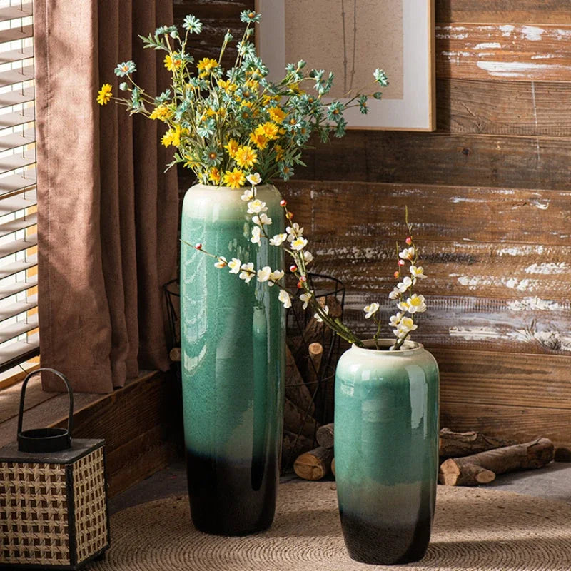 Design Grand Vase Vintage Vaso alto cilindrico per piante Vasi di fiori Vasi di lusso Jarrones Decorativos Moderno Decorazioni per la casa in stile nordico