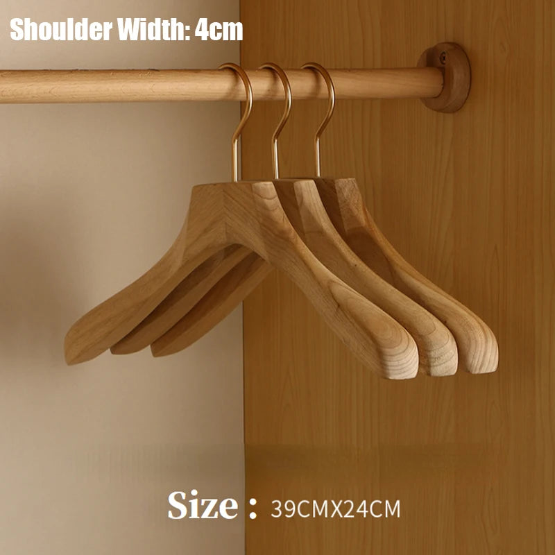 Aurora Wide Shoulder Wooden Hangers – Premium Camphor Wood Suit & Coat Organizer (Set of 2)