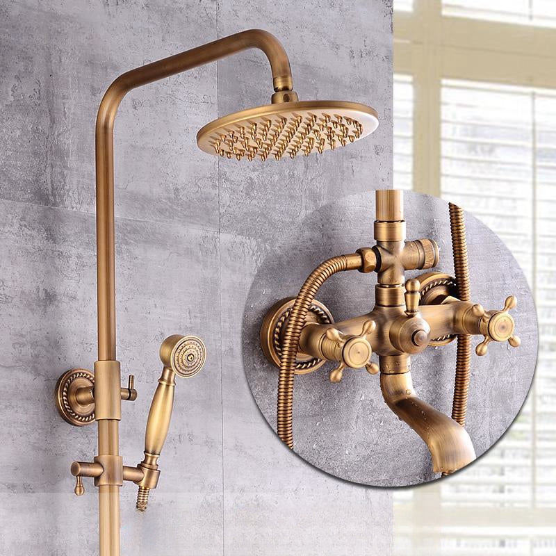 Retro Copper Shower Set with Brass Tap and Practical Showers