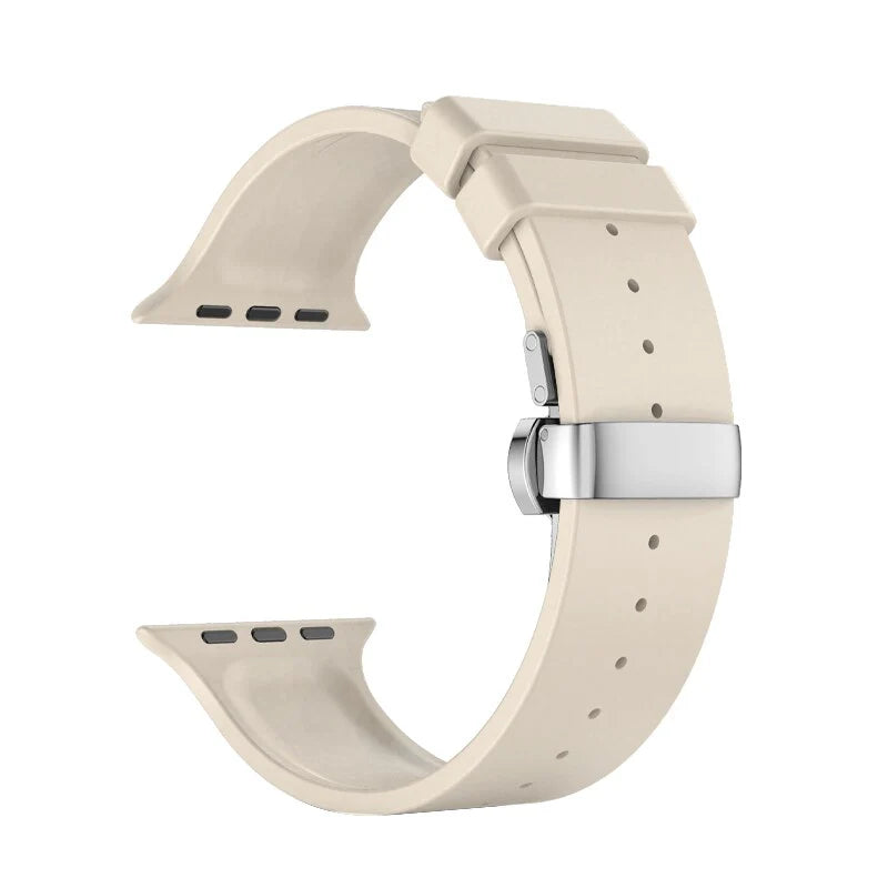 Luxuriöses FKM Schmetterlingsschnallenarmband für die Apple Watch