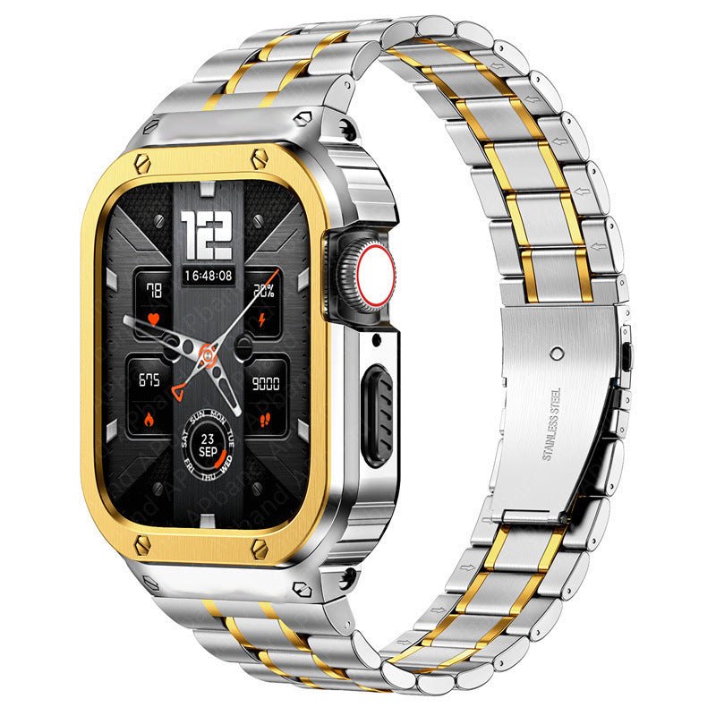 Bracelet en acier inoxydable avec étui pour Apple Watch